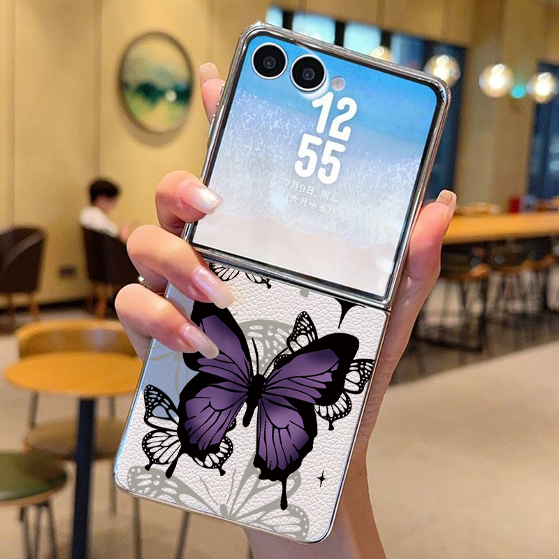 Phone Cases Z Flip 7 - Purple Butterfly PU Leather Phone Case