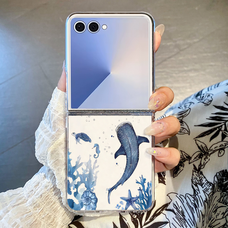 Phone Cases Z Flip 7 - Whale Pattern Phone Case For Samsung