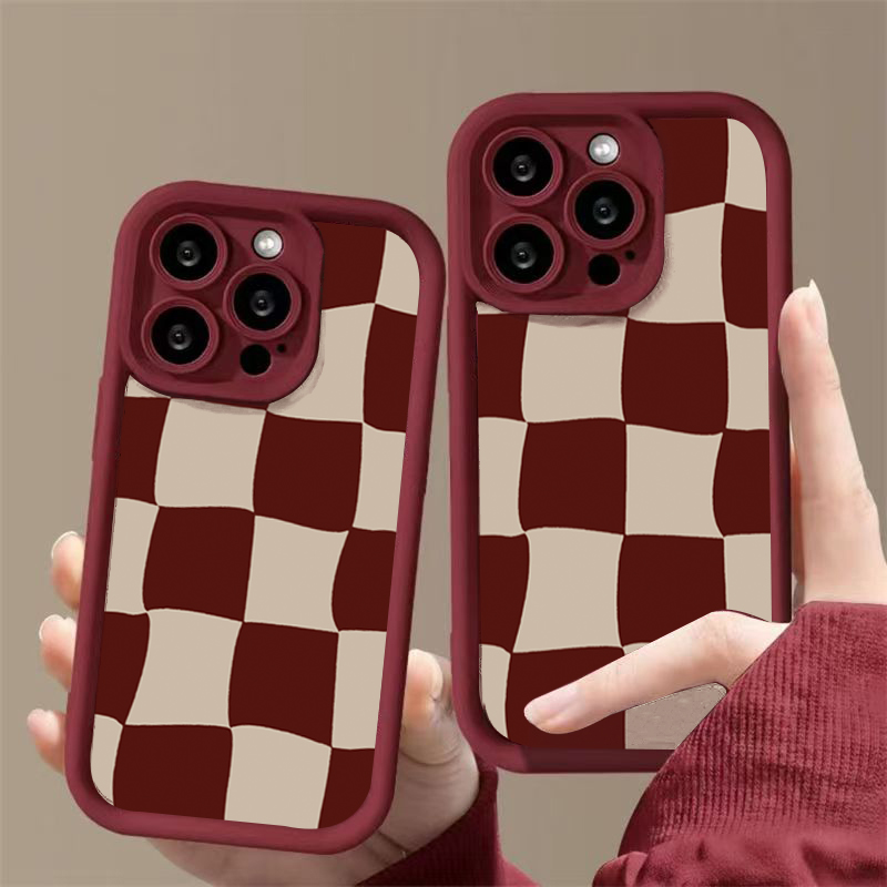 Wine Red Deform Grid Pattern P - đánh giá và giá Phone Cases Australia