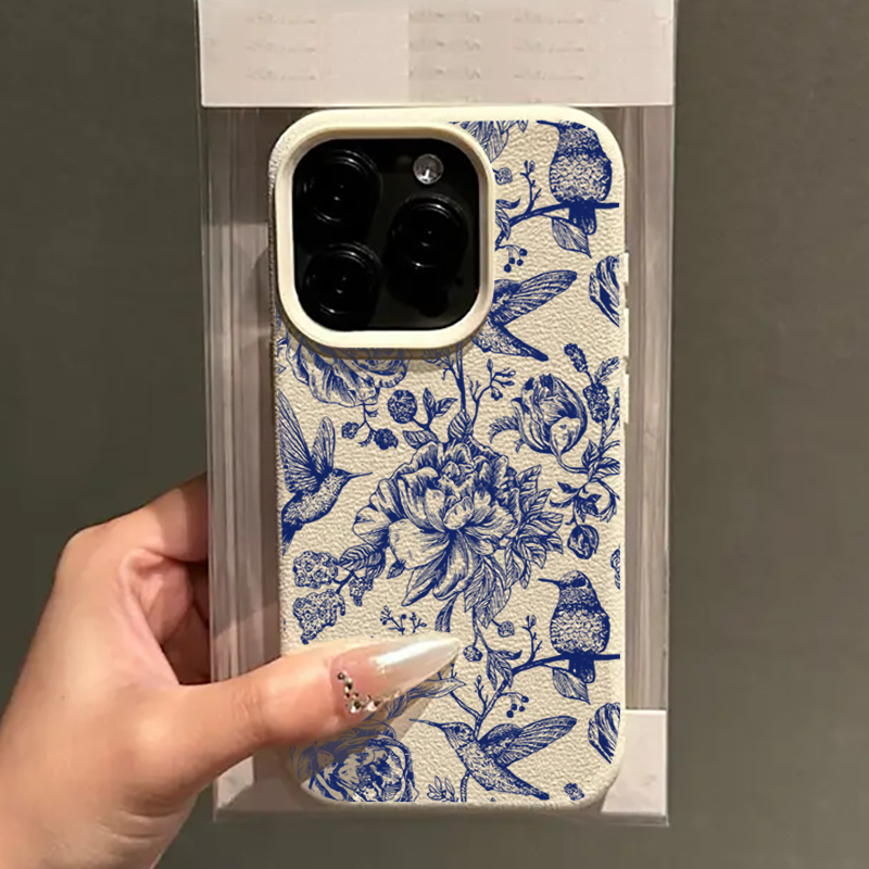 Blue Retro Floral Bird Pattern - đánh giá và giá Phone Cases Blue
