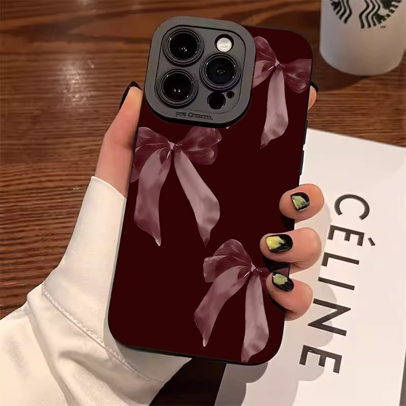 Wine Red Bowknot Pattern Soft  - đánh giá và giá Phone Cases Red