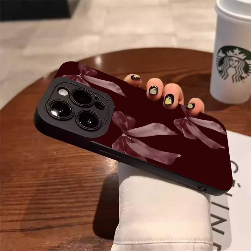 Wine Red Bowknot Pattern Soft  - đánh giá và giá Phone Cases Red
