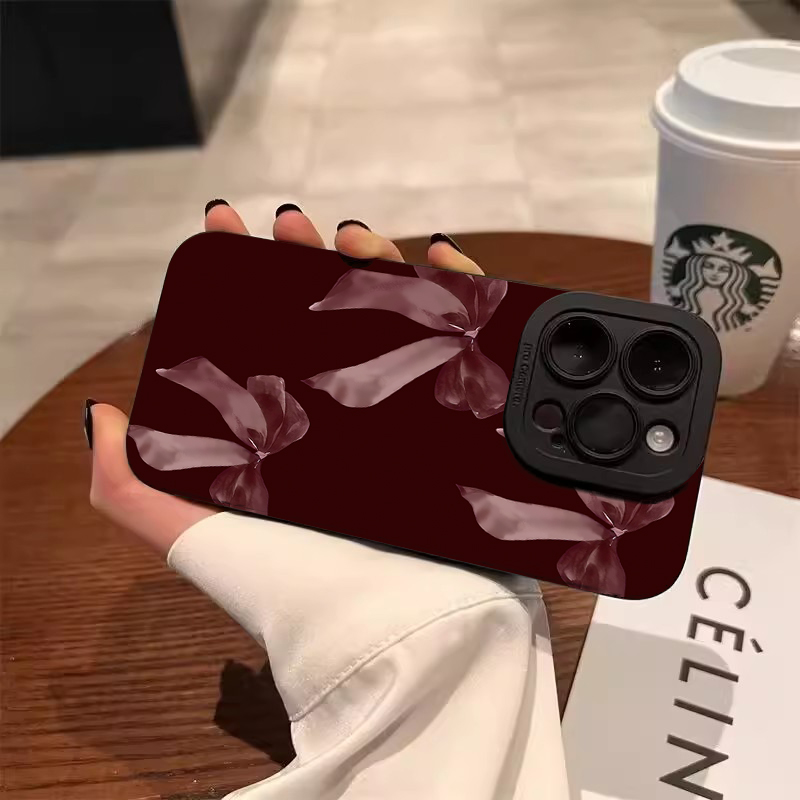 Wine Red Bowknot Pattern Soft  - đánh giá và giá Phone Cases Red