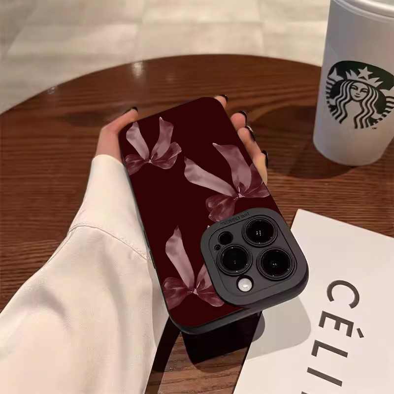 Wine Red Bowknot Pattern Soft  - đánh giá và giá Phone Cases Red