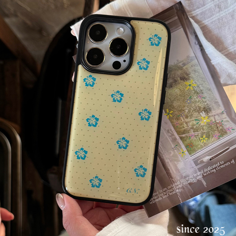 Korean Ins Blue Flowers Polka  - đánh giá và giá Phone Cases Blue