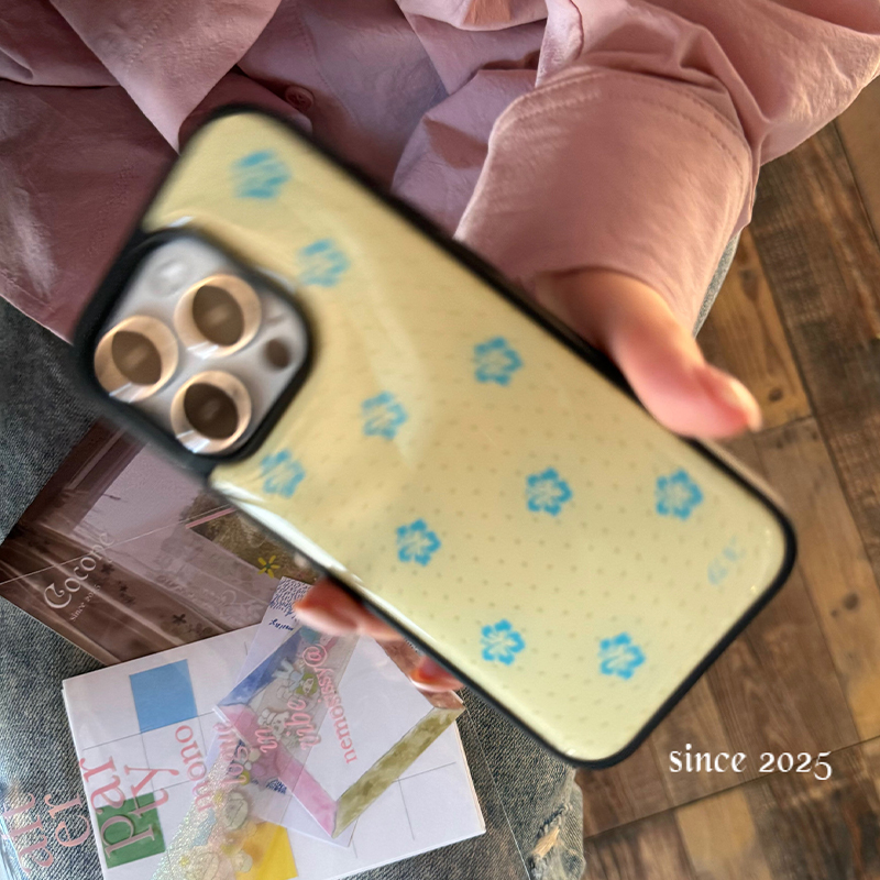 Korean Ins Blue Flowers Polka  - đánh giá và giá Phone Cases Blue