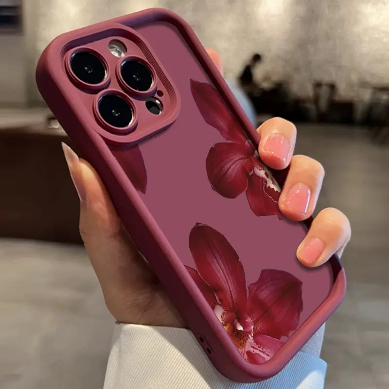Wine Red Orchid Flower Pattern - đánh giá và giá Phone Cases Red