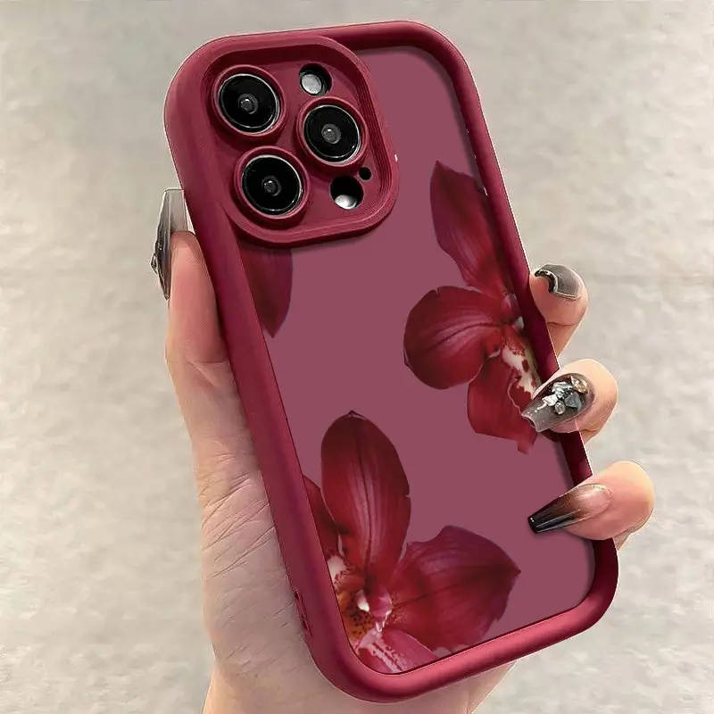 Wine Red Orchid Flower Pattern - đánh giá và giá Phone Cases Red